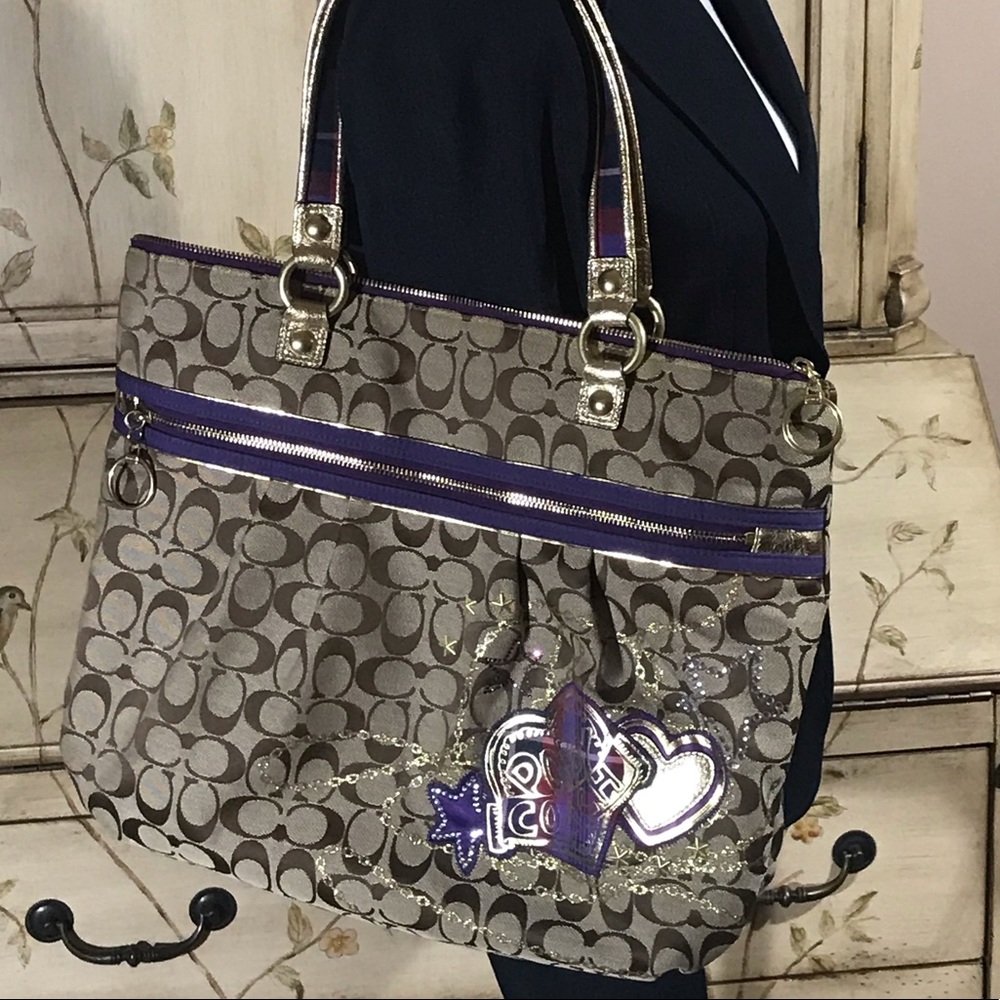 Coach Poppy Signature Tartan Glam Tote 15882